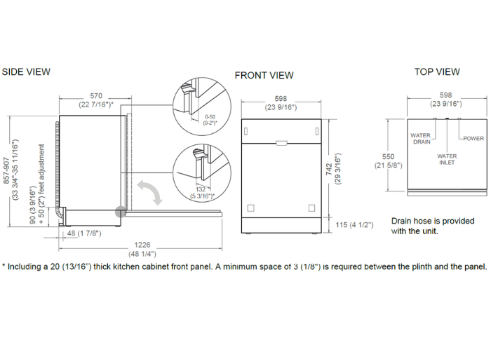 60 cm XXL Built-in Panel Ready Dishwasher with Sliding Door